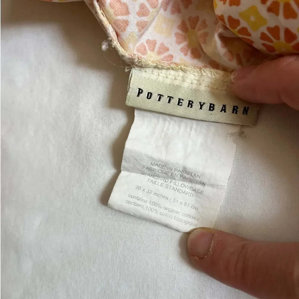Pottery Barn Standard Pillowcase Vintage-Inspired Floral Orange Yellow